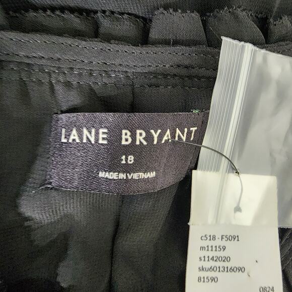 NWT Lane Bryant Womens Split Neck Popover Blouse Black Sheer Ruffle Pleated 18 - Picture 7 of 14